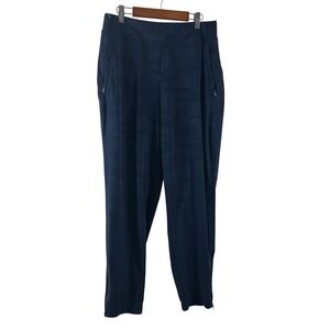 Athleta Navy‎ Blue Camo Joggers Womens 8 High Rise Ankle Zip Hiking Travel Pants